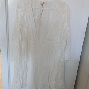 Hummingbird Cream Lace Swim Coverup